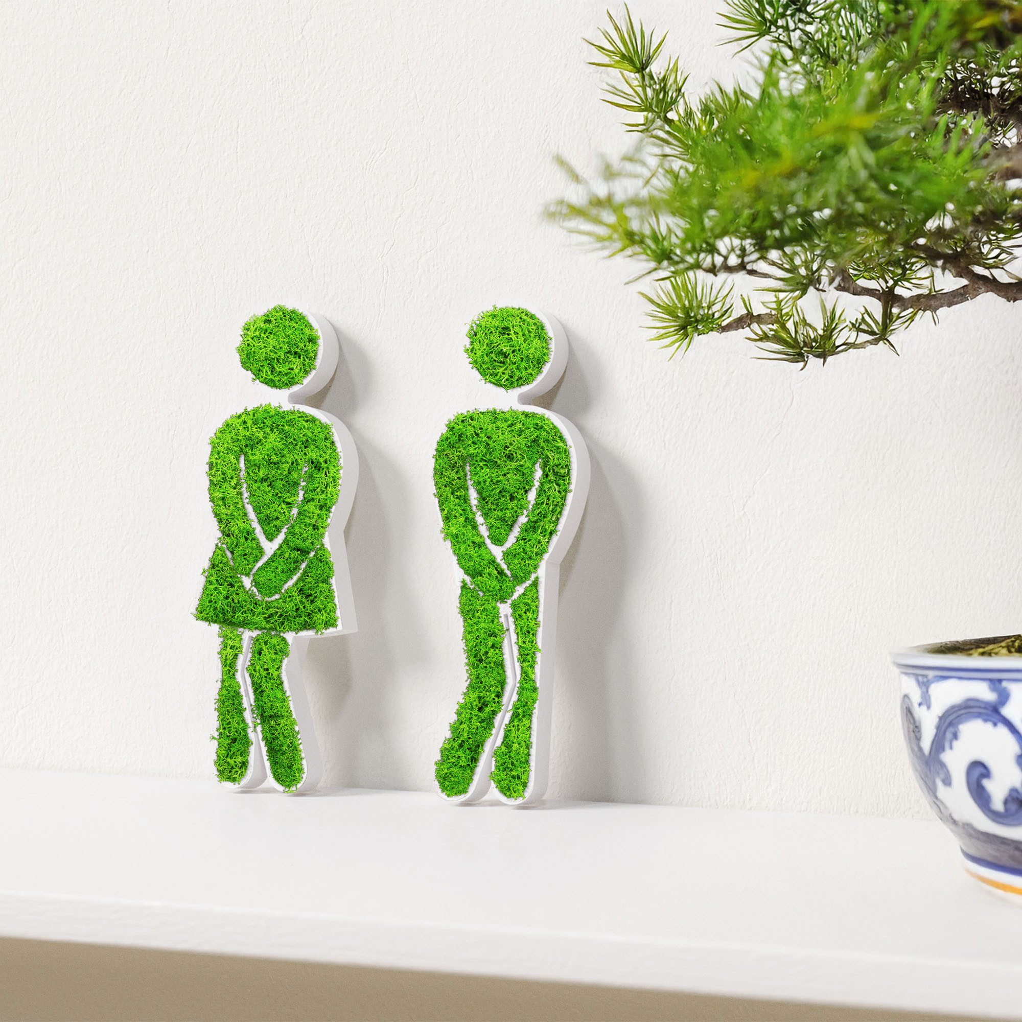 Mooswerk Wandhalterung MOOSWERK WC Moos Tür Schild Mann & Frau Lustig Deko Toilette