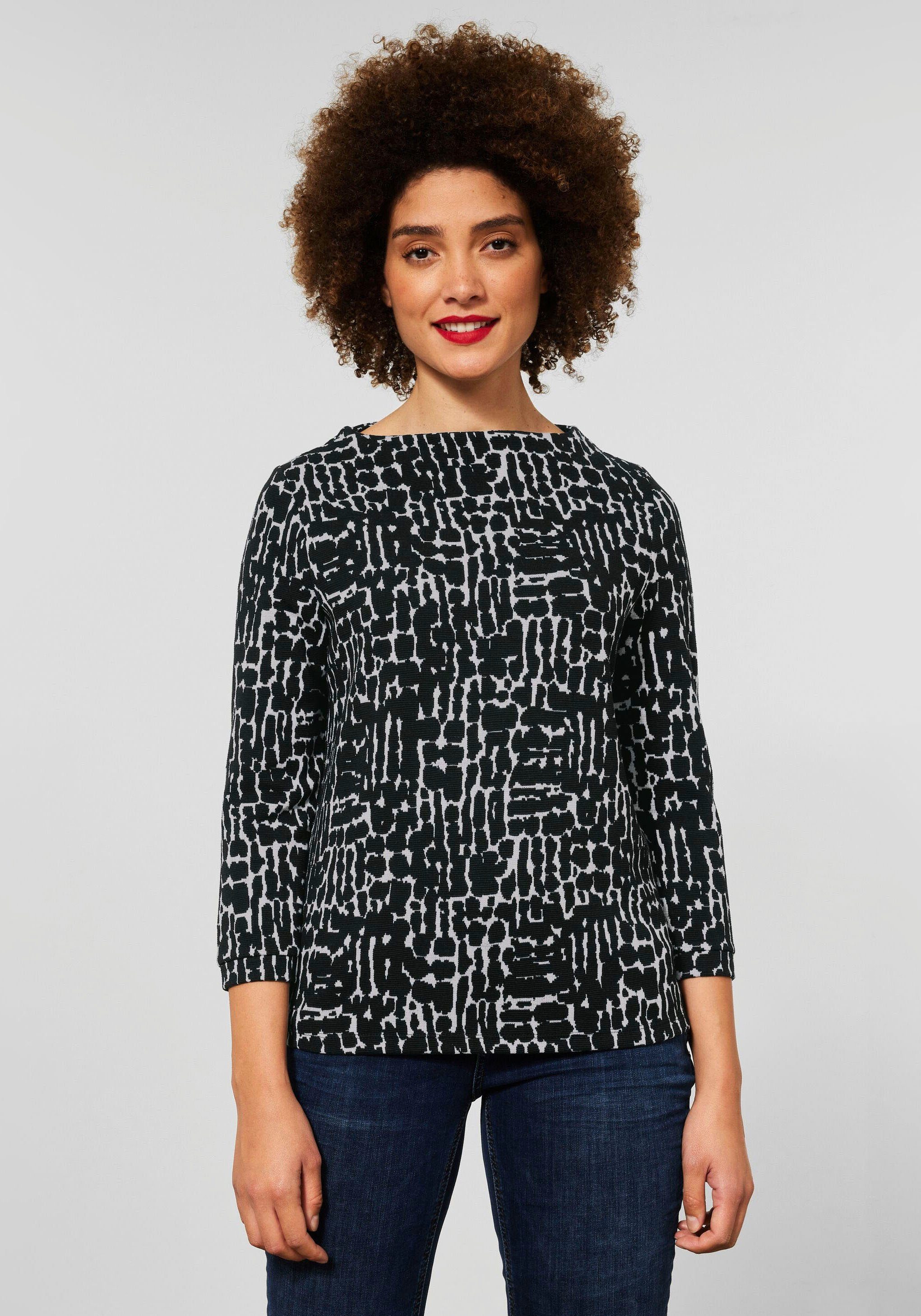 STREET ONE 3/4-Arm-Shirt mit Turtle Neck Ausschnitt Black