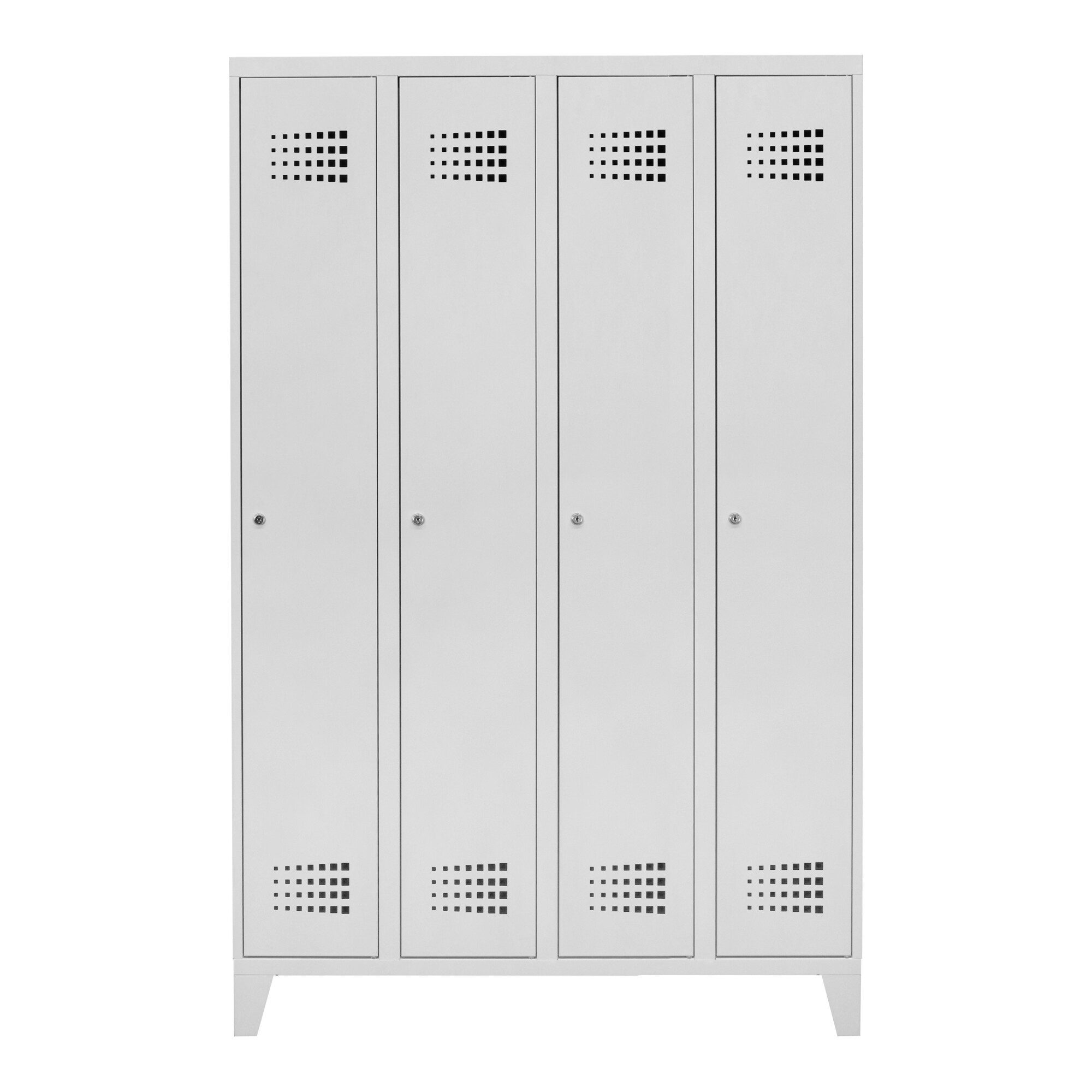Stier Garderobenschrank STIER Garderobenspind Premium mit Füßen 4 Abteile Zylinderschloss lich