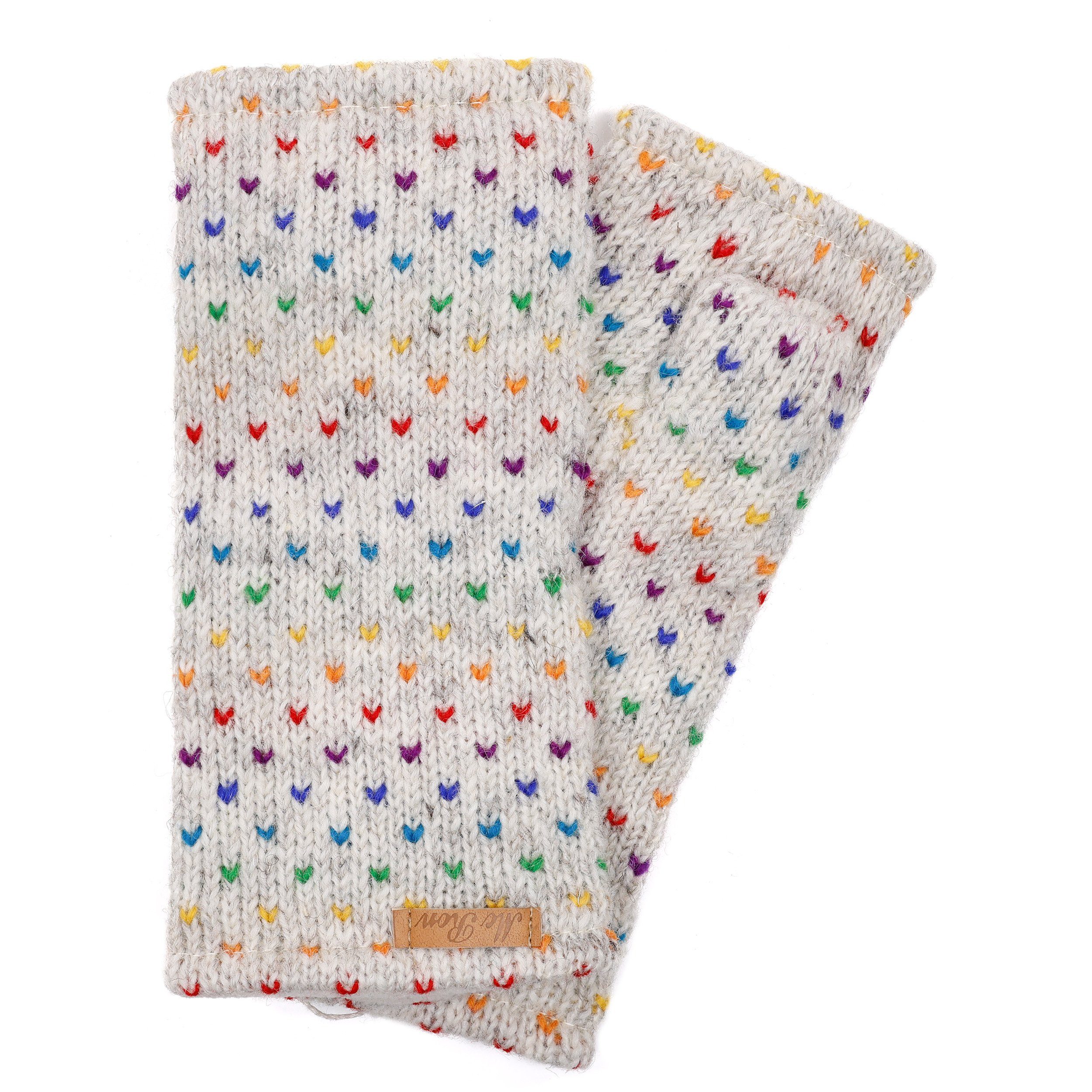 McRon Защитные манжеты Pulswärmer Modell Ines Regenbogen Mit Daumen, mit hohem Schurwoll-Anteil, komplett gefüttert