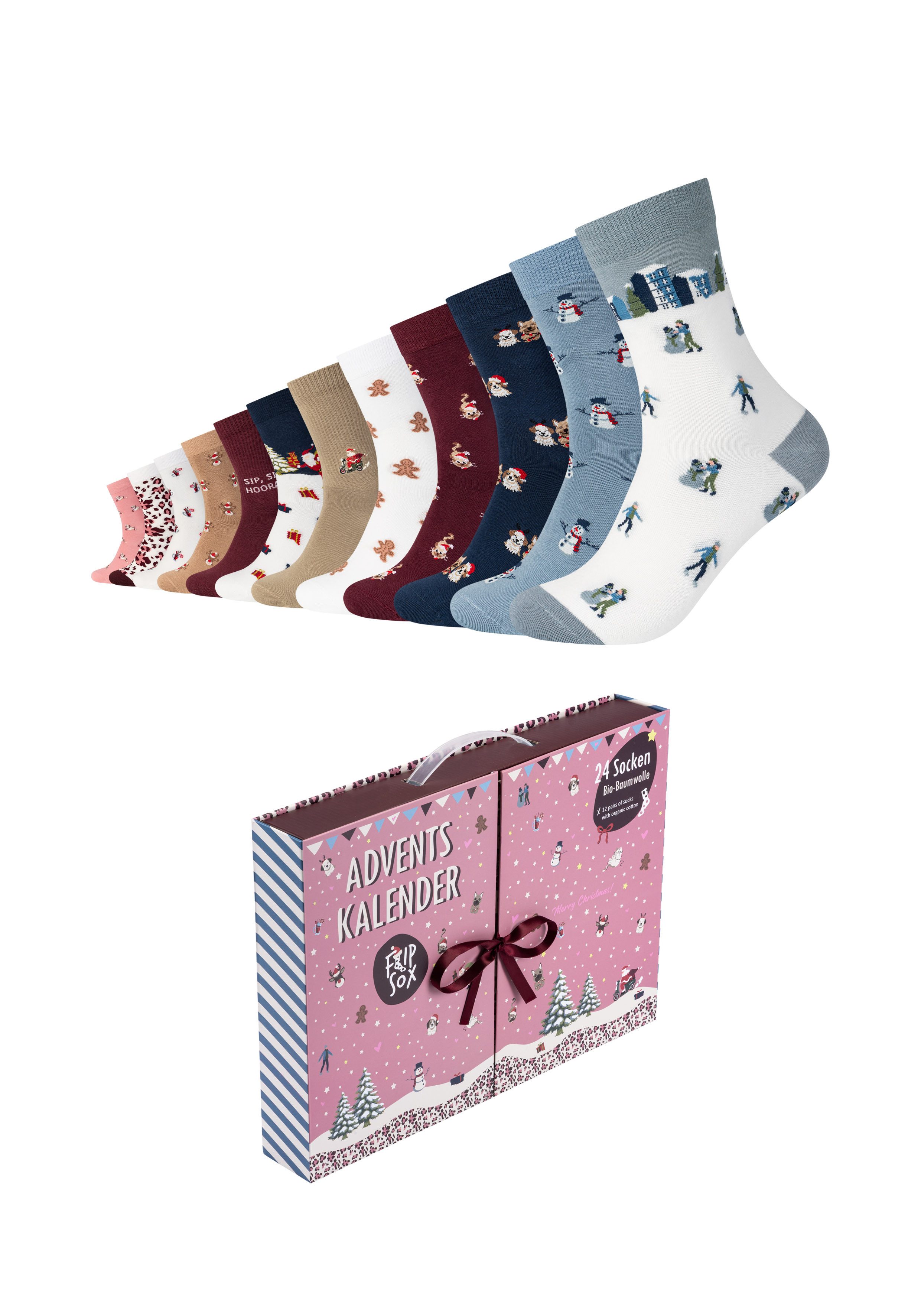 Flip Sox Socken (12 Paar) mit Motivsocken, aus gekämmter Baumwolle