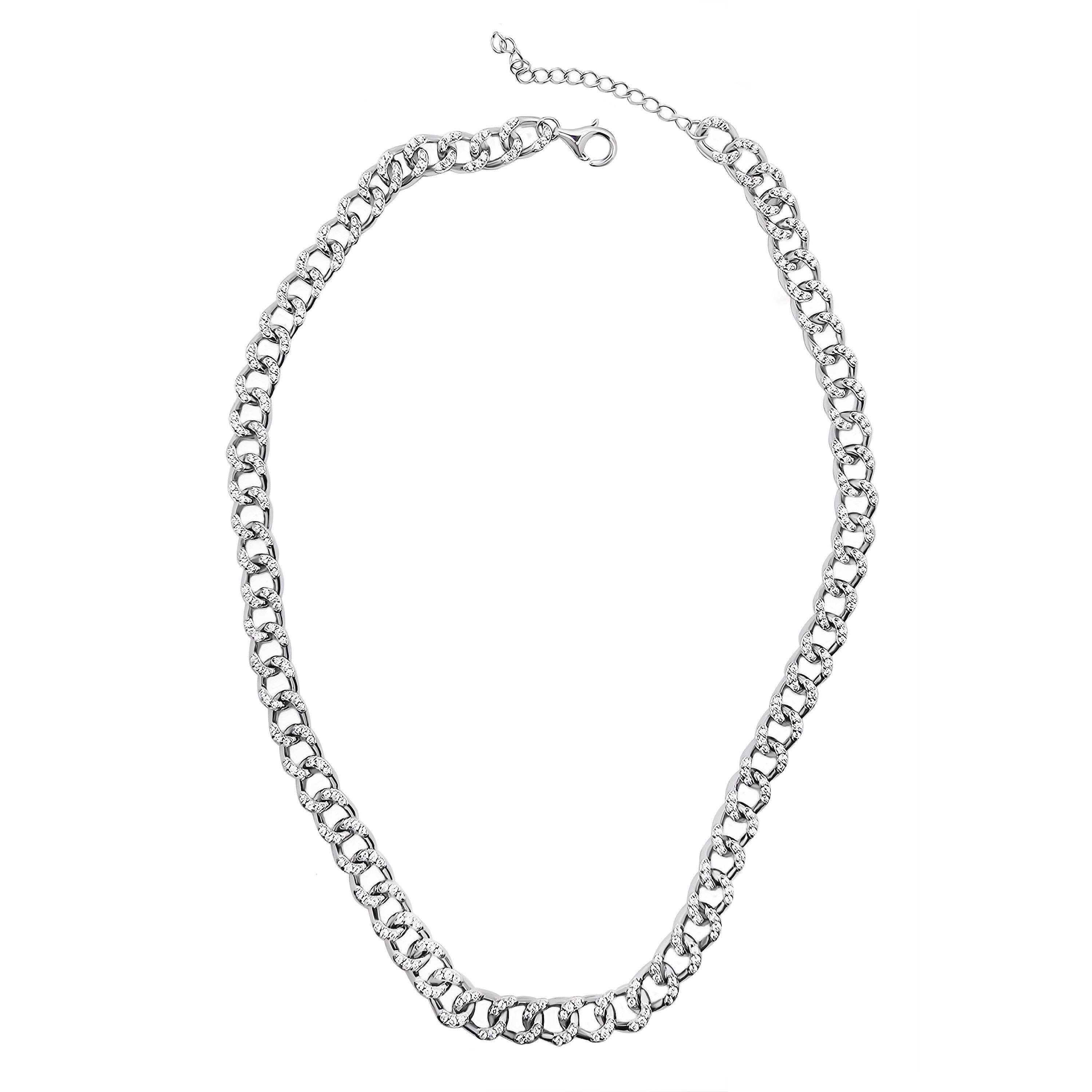 Firetti Panzerkette Schmuck Geschenk Silber 925 Halsschmuck Halskette, mit Zirkonia (synth)