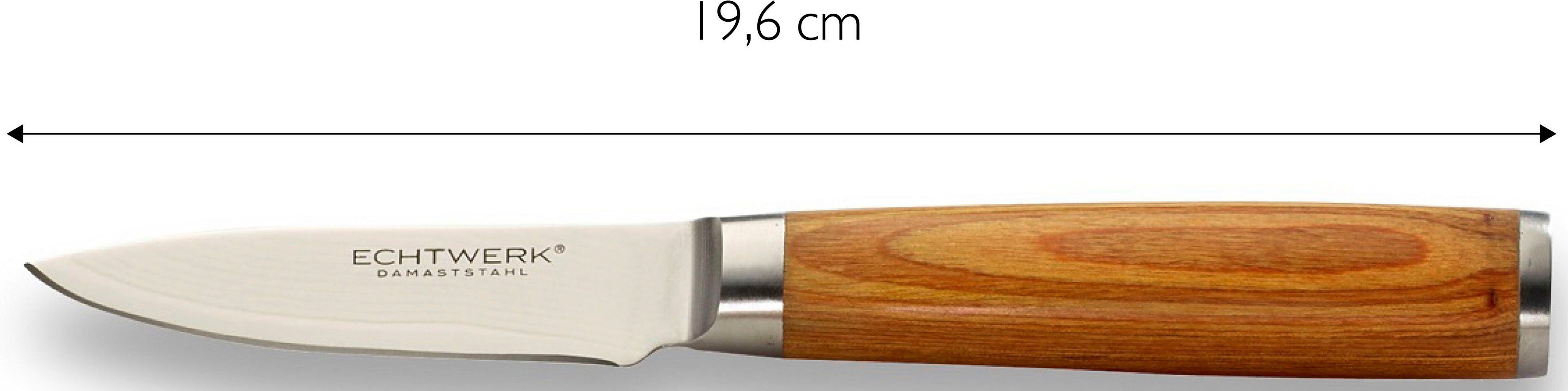 Optik in ECHTWERK 5-tlg), (Set, Damaszener mit natürlicher Holzgriffen Küchenmesser-Set Messer-Set