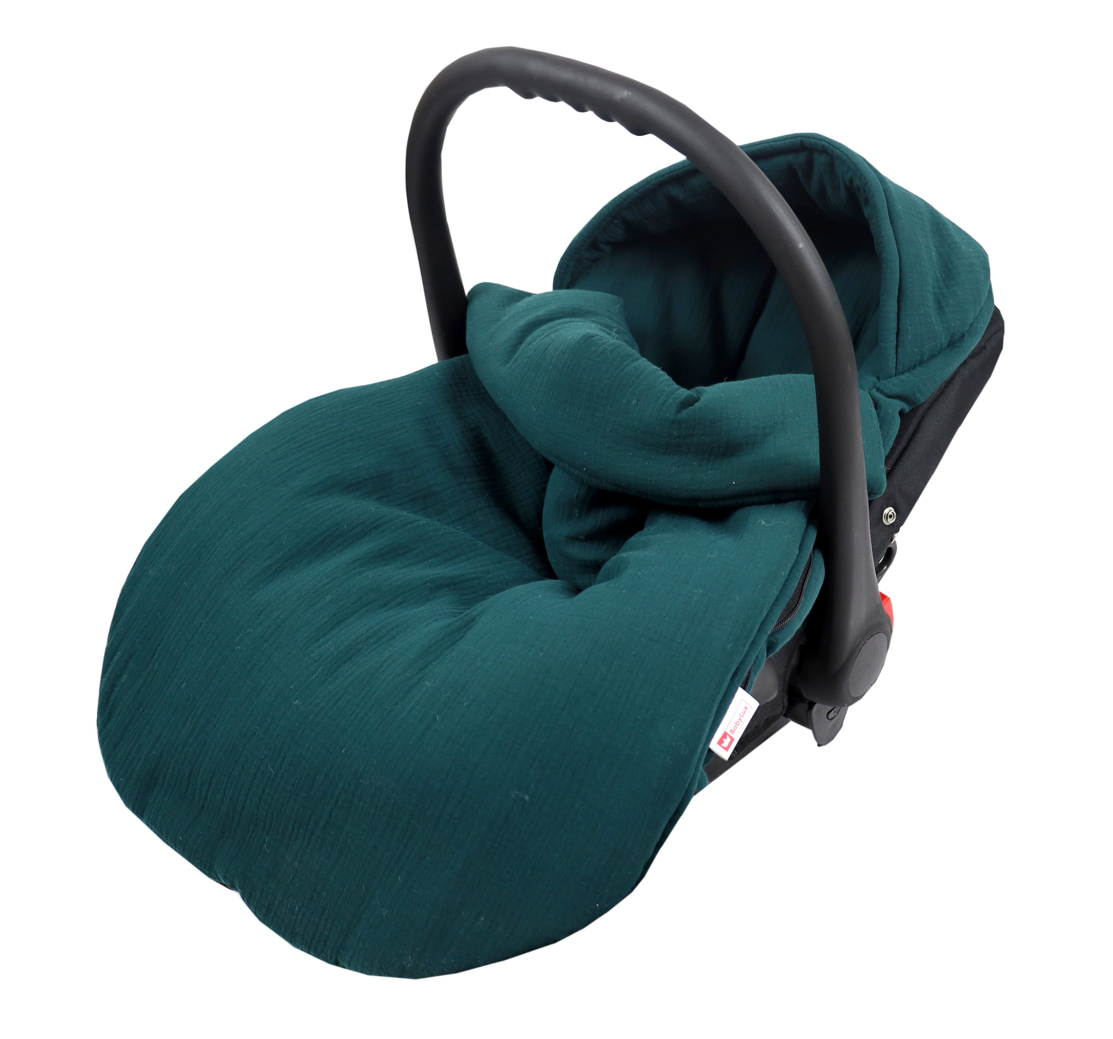 BabyLux Fußsack Sommerfußsack 90cm für Babyschale, Kinderwagen & Buggy Frühling Herbst, Musselin - dunkel Grün Fußsack