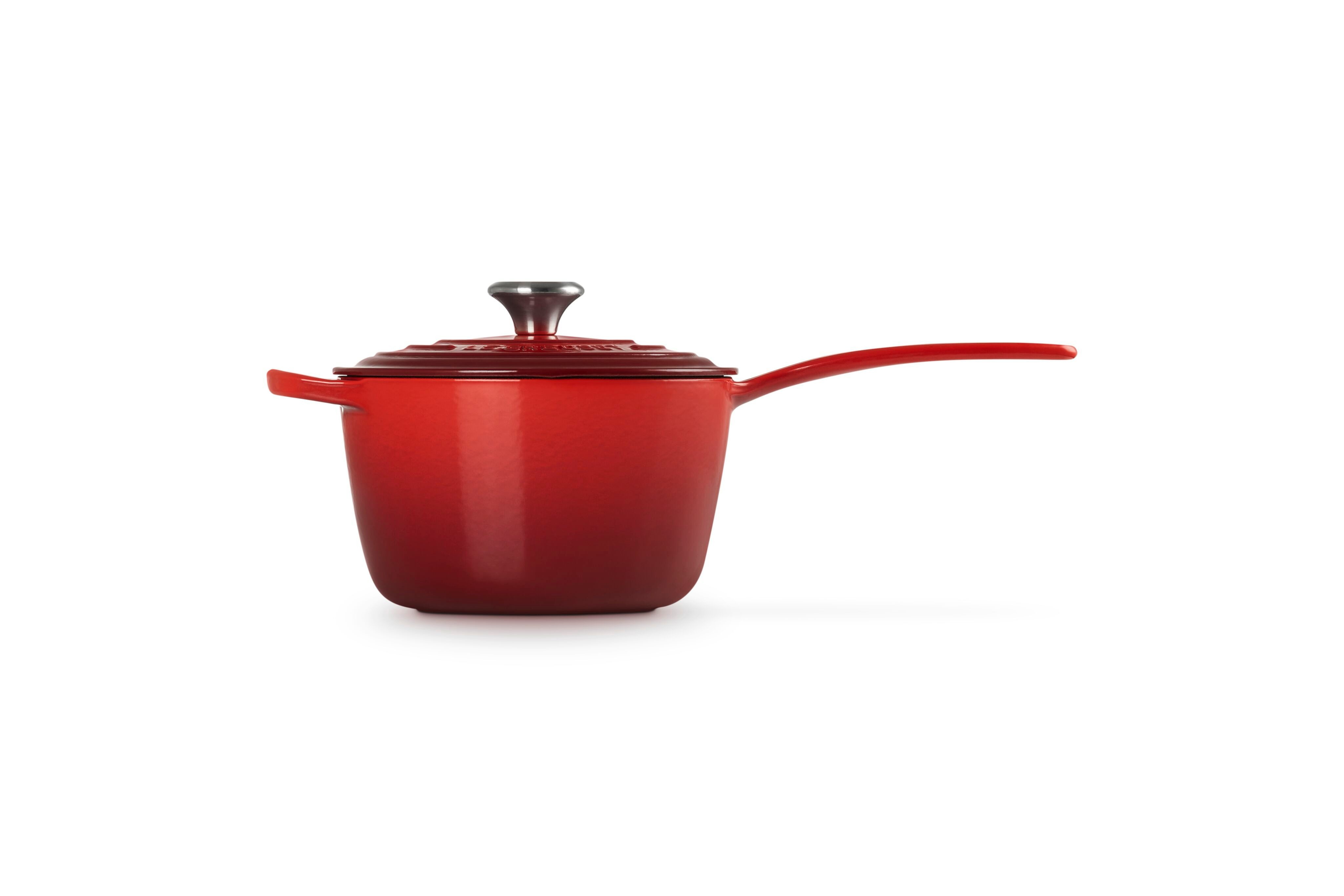 LE CREUSET Kasserolle Stielkasserolle, Rund, Gusseisen, Ø 18 cm, 2,94 kg, Kirschrot, 21181180602430