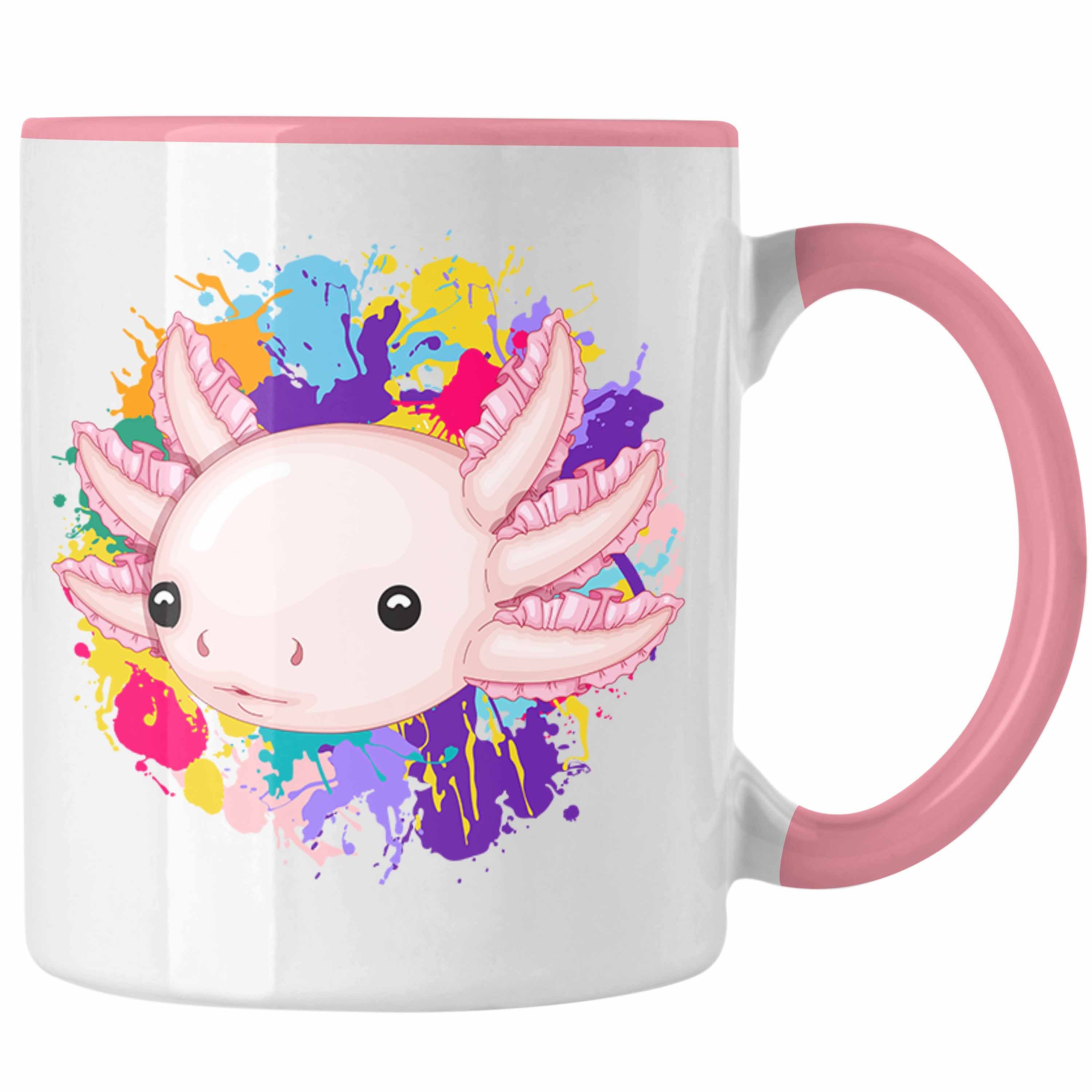 Trendation Tasse Axolotl Tasse Geschenk Schwanzlurch Gamer Geschenkidee für Schwanz-Lur Rosa