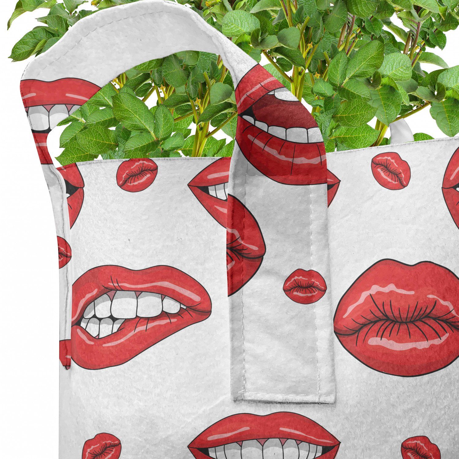 hochleistungsfähig Pflanzen, Gestures Pflanzkübel Griffen mit rot Abakuhaus mit für Stofftöpfe Lippen Frau