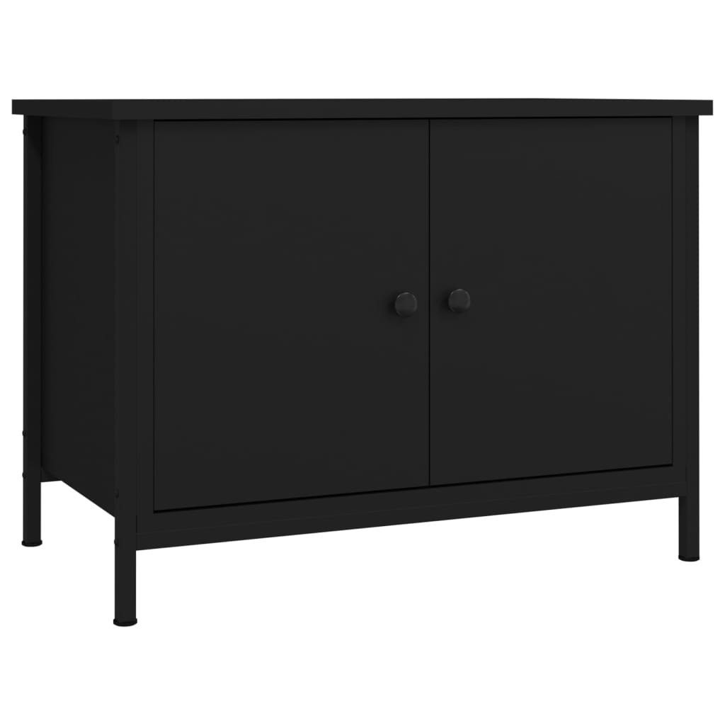 furnicato TV-Schrank Schwarz mit Türen 60x35x45 cm Holzwerkstoff