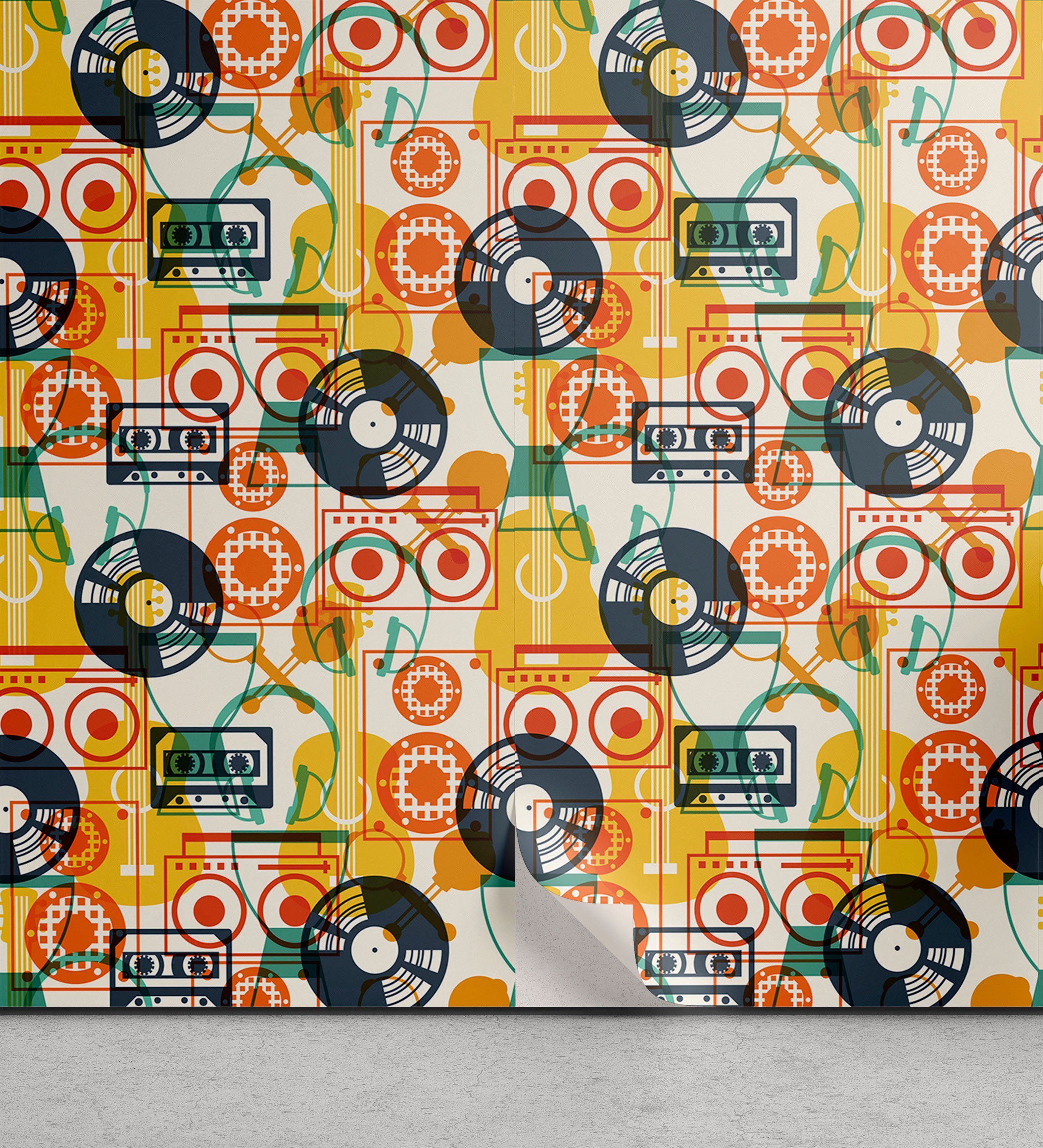 Abakuhaus Vinyltapete selbstklebendes Wohnzimmer Küchenakzent, Musik Kassettenradio Vinyl