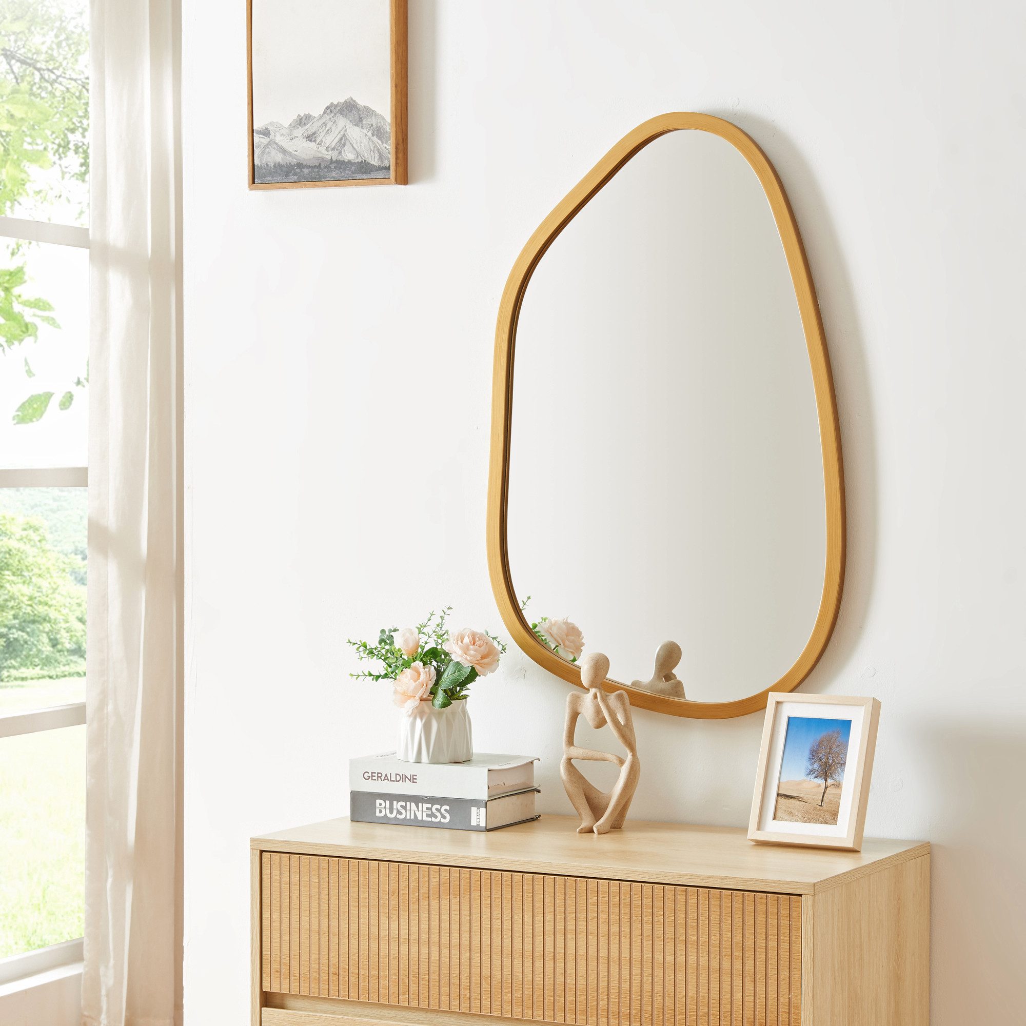 en.casa Wandspiegel, »Filiano« Spiegel Gold 80x58 cm asymmetrisch günstig online kaufen