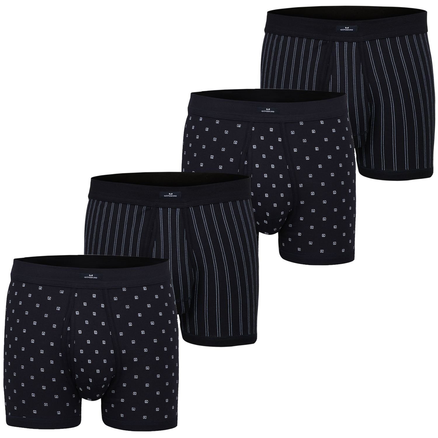 GÖTZBURG Boxershorts (4-St) in Feinripp, mit Eingriff und Doppelsitz, im 4er Pack navy