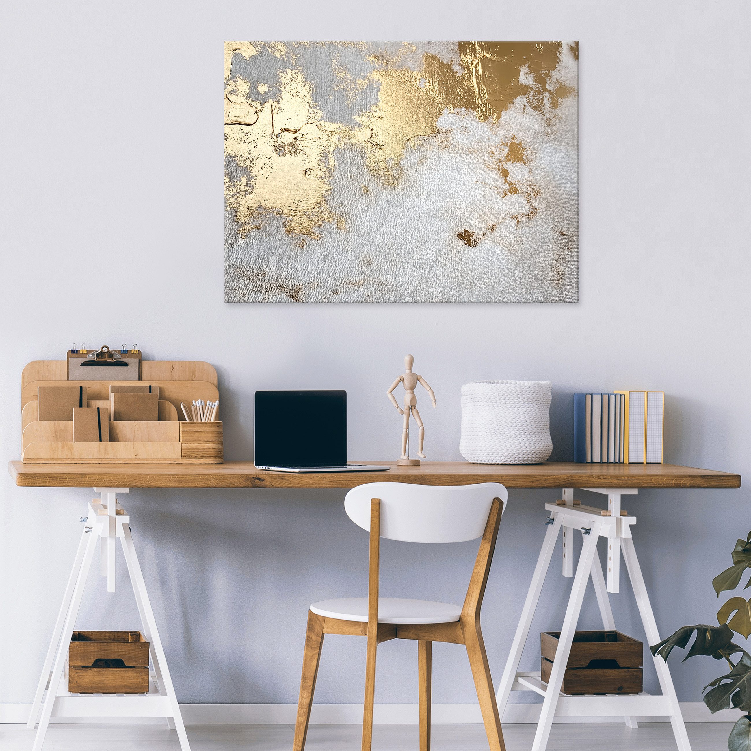 Wallarena Leinwandbild Abstrakt Marmor Grau Leinwand Bilder Wandbild XXL De günstig online kaufen