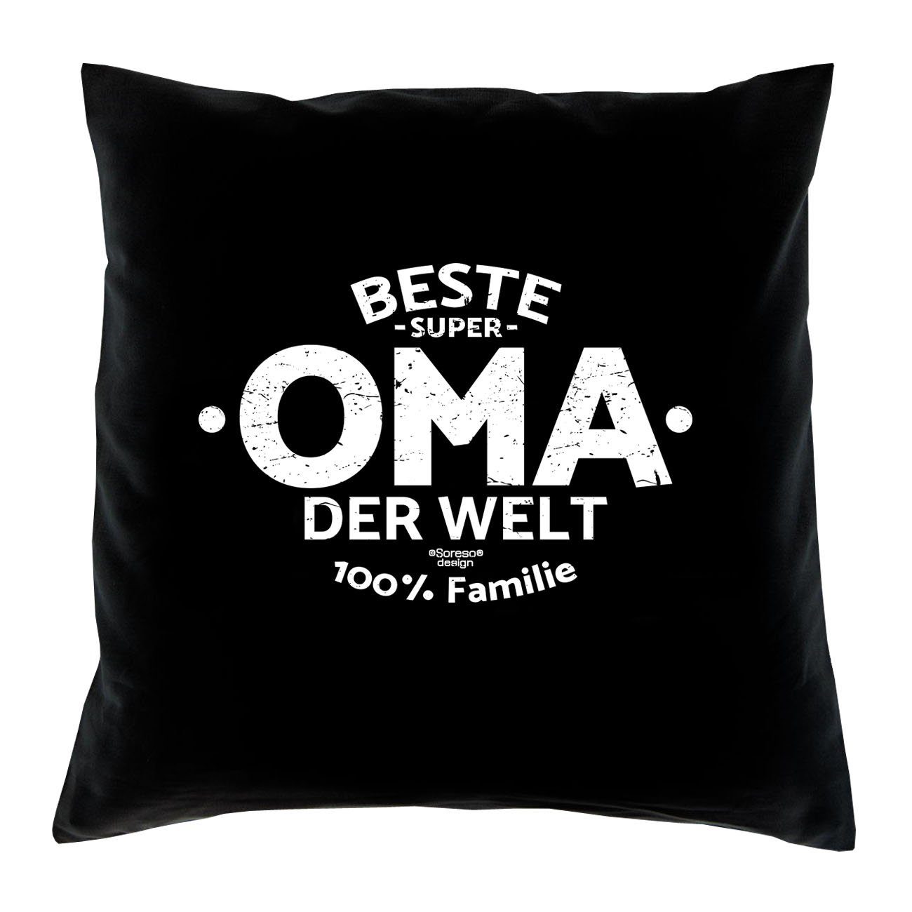 Soreso® Dekokissen Kissen Beste Oma Großmutter Geschenke Geschenkidee für Welt der schwarz Urkunde, &