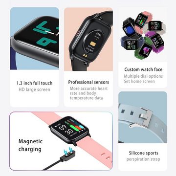 MicLee Smartwatch (1,3 Zoll, Andriod iOS), Fitness Tracker Fitnessuhr Armband Zifferblatt Sportuhr Wasserdicht