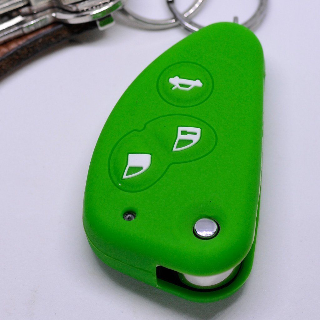 mt-key Schlüsseltasche Autoschlüssel Softcase Silikon Schutzhülle Blau, für Alfa  Romeo 156 147 GT 97-10 3 Tasten Klappschlüssel