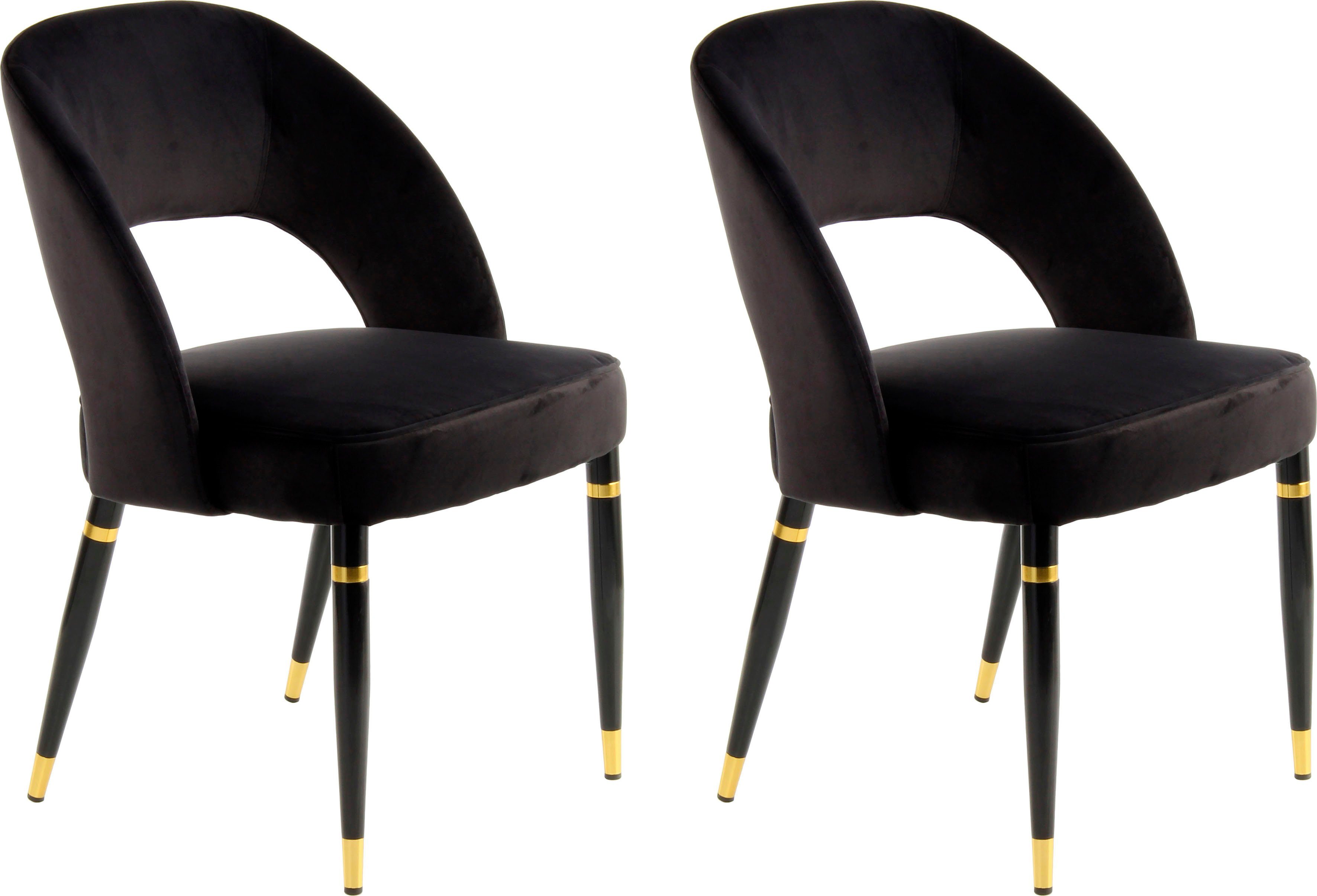 Kayoom Polsterstuhl Stuhl Courtney 525 (2 St), samtweicher Bezug, modern schwarz | schwarz/gold | Polsterstühle