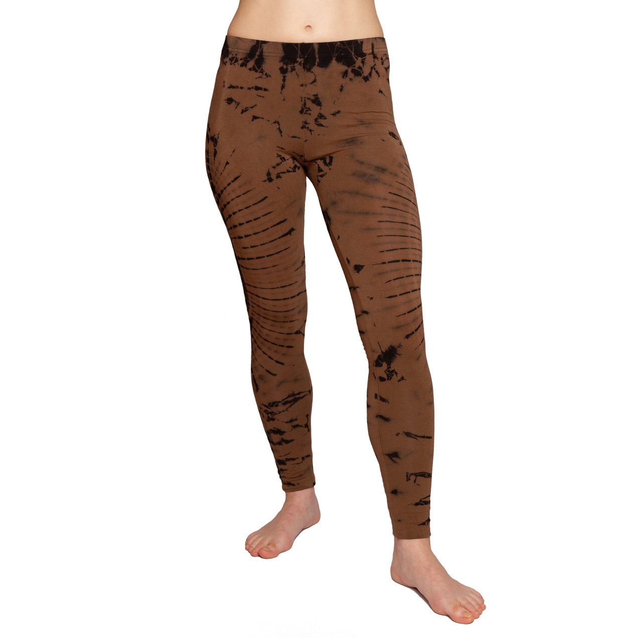 PANASIAM Leggings Unikat Batik Leggings 'Dschungel' aus natürlicher Viskose Tiedye Batik alternative lange Hippie Leggings Yogaleggings Sportleggings TD22 brown