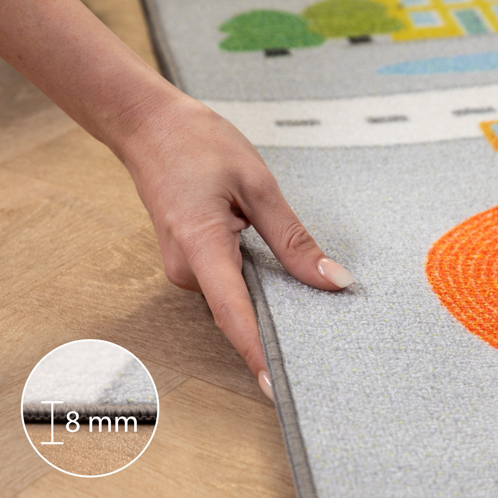 Carpettex Kinderteppich Straßenteppich, Rechteckig, Höhe: 7 mm, Kinderteppich Straßenteppich Teppich Kinderzimmer Rutschfest Waschbar