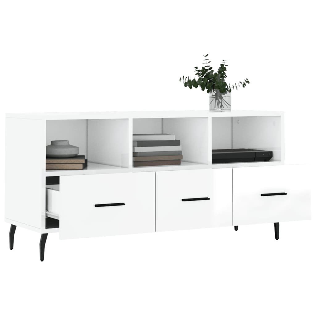 vidaXL TV-Schrank 102x36x50 TV-Schrank Hochglanz-Weiß Holzwerkstoff (1-St) cm