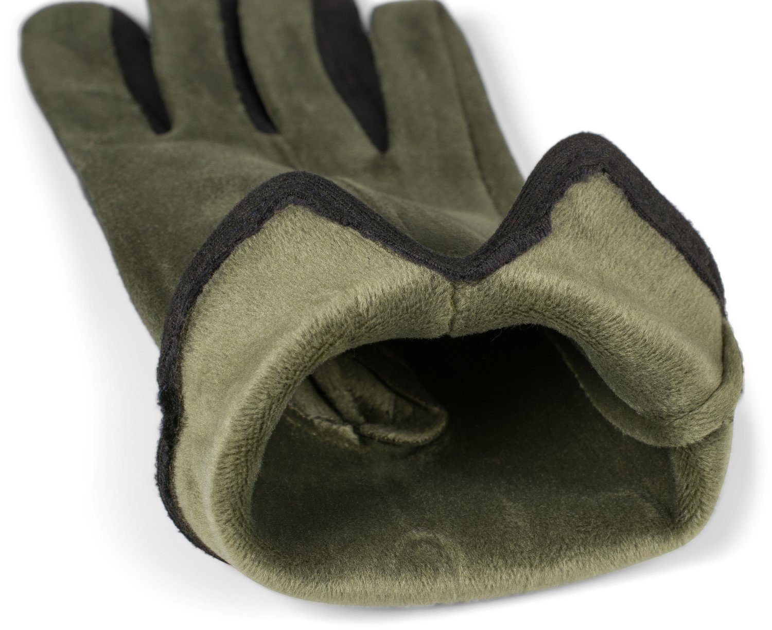 styleBREAKER Touchscreen Handschuhe Kontrast Fleecehandschuhe Oliv