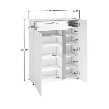 freiraum Schuhschrank Atrium (1-St) in wei, Holzwerkstoff - 91x115x34cm (BxHxT)