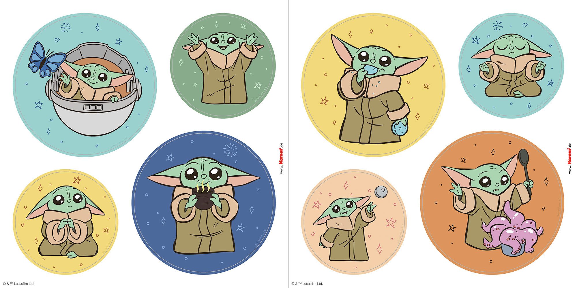 Komar Fensterbild Fenstersticker - Grogu - Padawan - Größe 30 x 30 cm, 33 x 30 cm, 2 Bogen