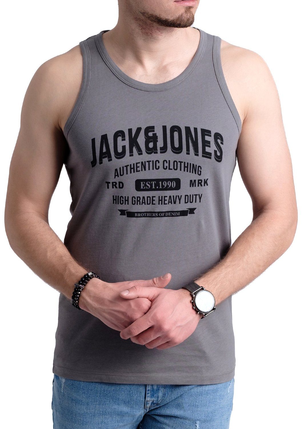 Jack & Jones Tanktop Bequemes Slimfit Shirt mit Printdruck (3er-Pack) mit Print