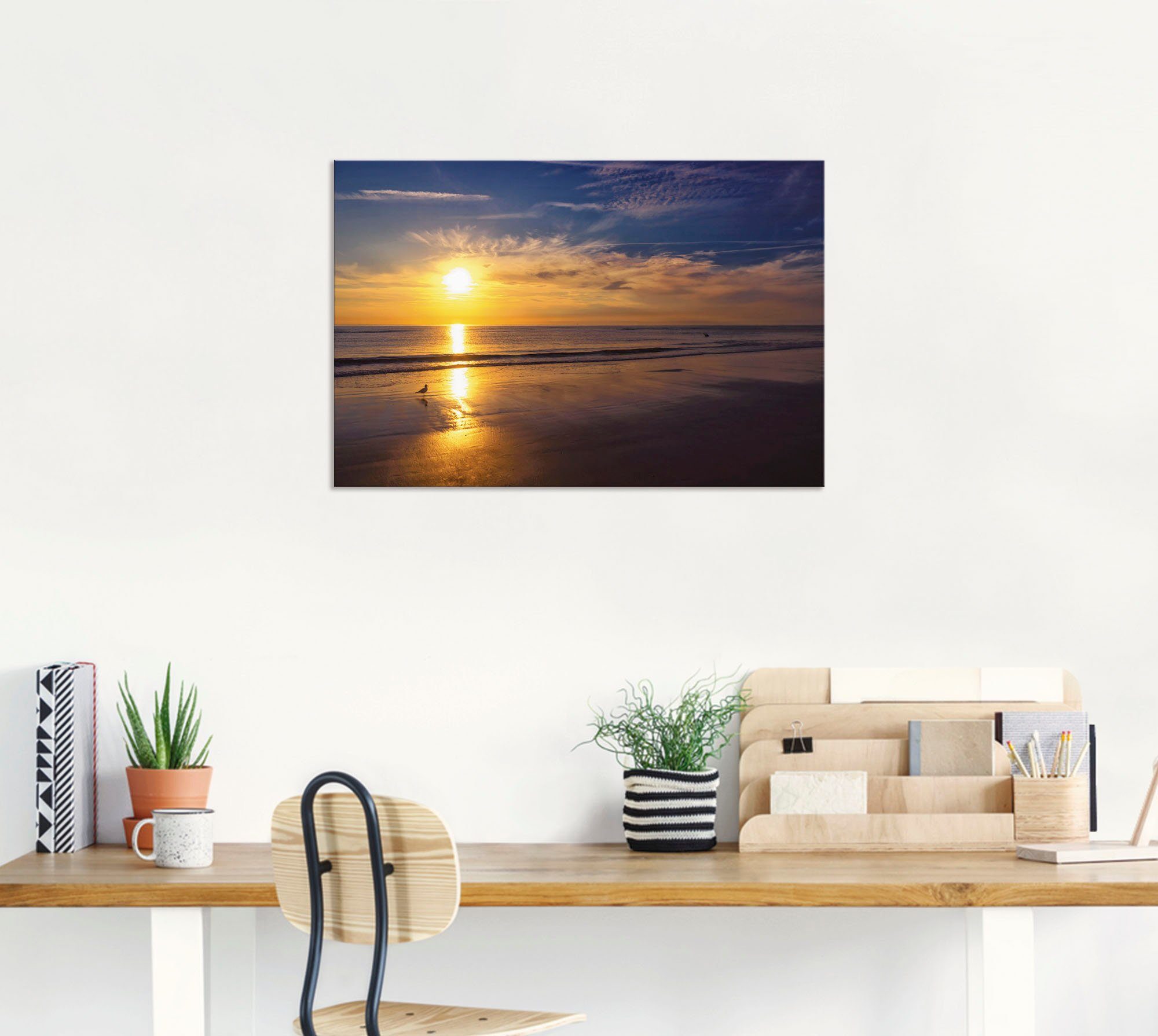 Artland Wandbild in oder Alubild, versch. Strand Wandaufkleber Größen (1 SPO, als Sonnenuntergang St), Poster Leinwandbild
