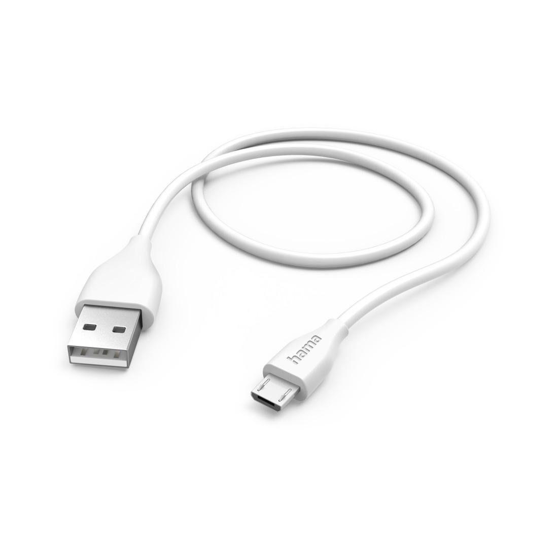 Hama Ladekabel, USB A, Micro USB, 1,5 m, Weiß USB-Kabel, Micro-USB, USB Typ A, (150 cm)
