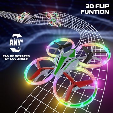 OBEST Mini Drohne für Kinder RC Quadrocopter mit coole LED Lichter Drohne (mit 2 modulare Akkus 3D Flips HöhehaltenundKopflosemModus Höhenhaltung)