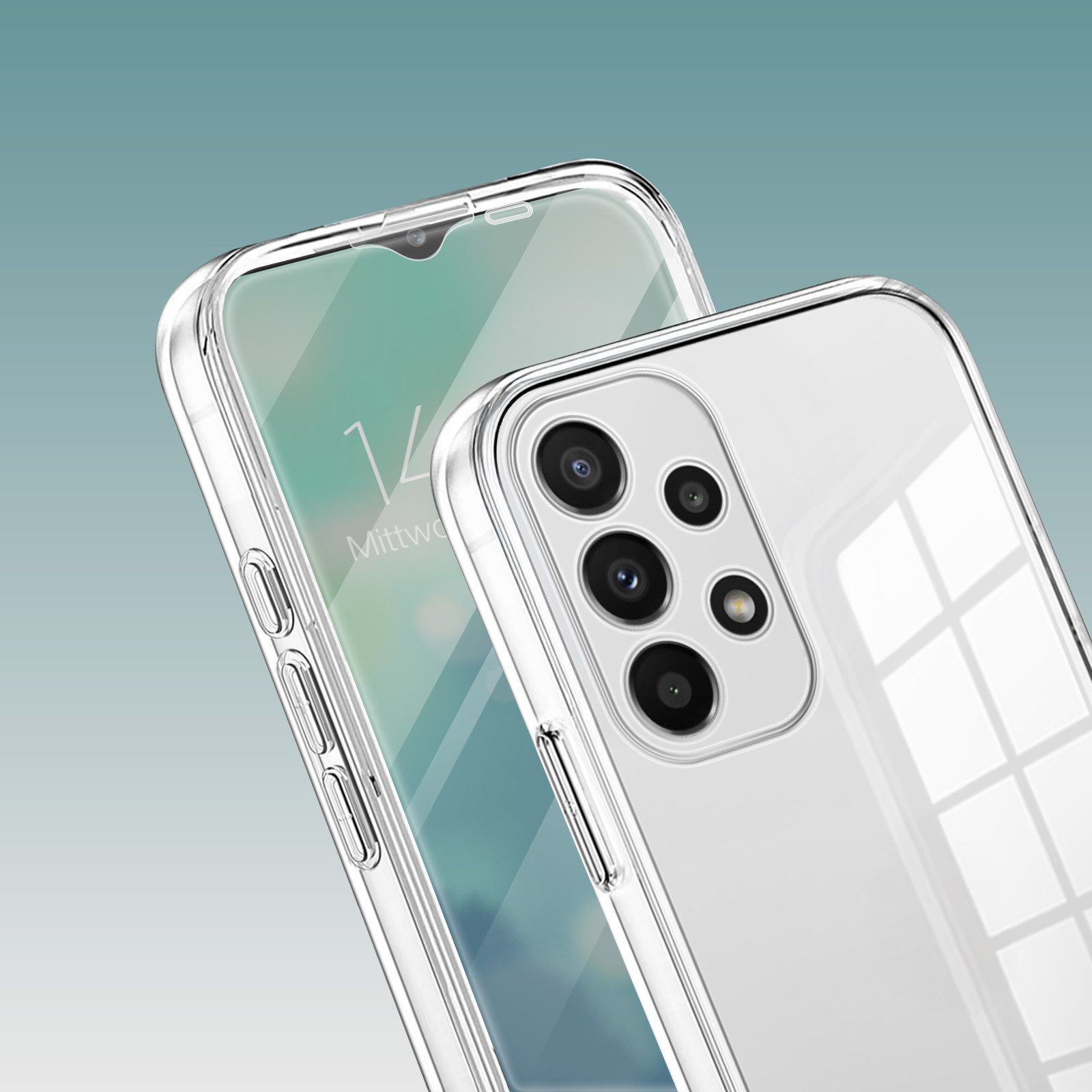 Tec-Expert Handyhülle 360 Grad Hülle für Samsung Galaxy A33 5G 6.4 Zoll, 6.4", Rundum Schutz Cover Case Hülle Transparent