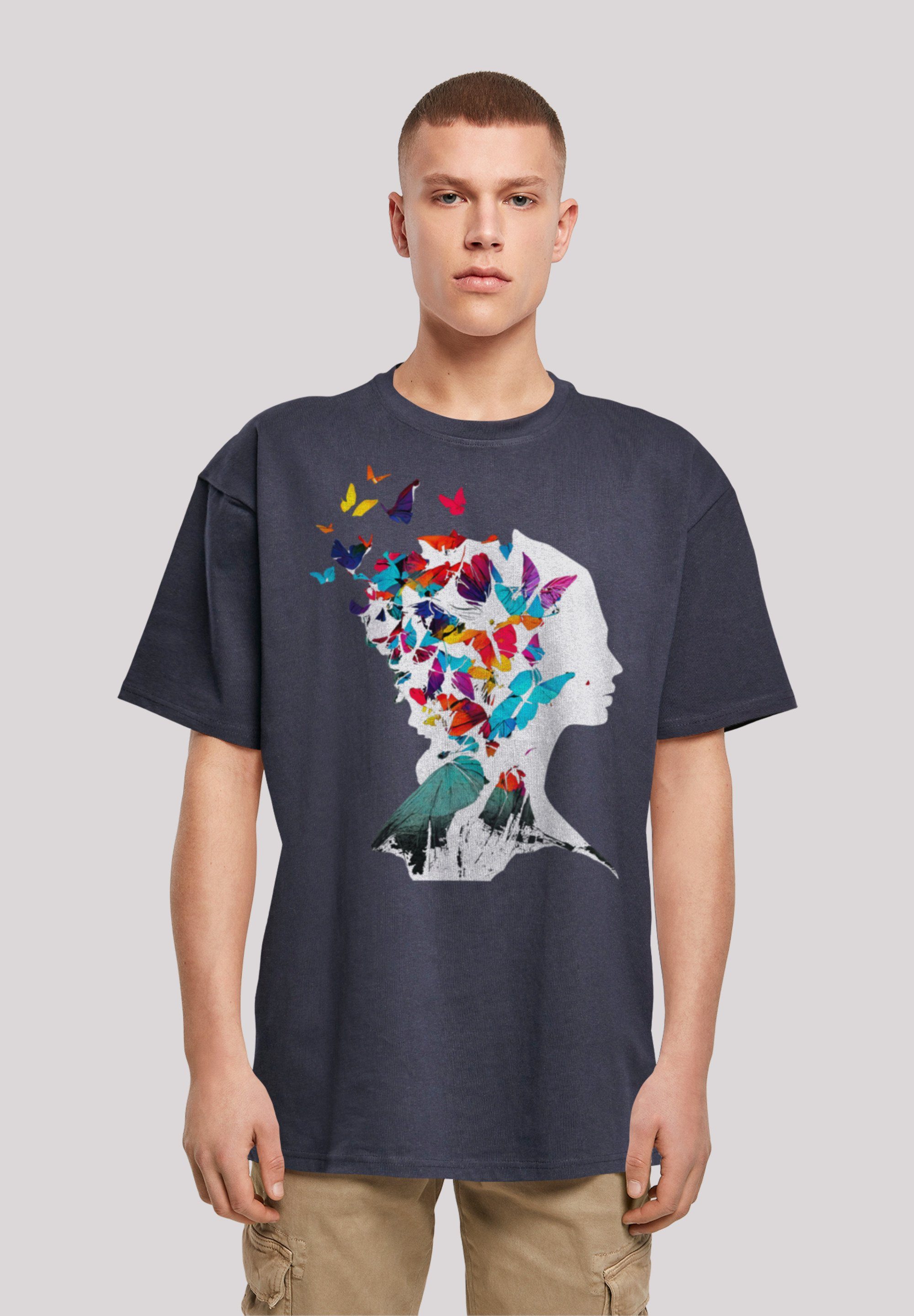 F4NT4STIC T-Shirt Schmetterling Silhouette OVERSIZE TEE Print navy | T-Shirts