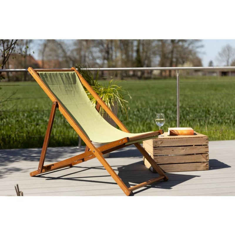 BURI Klappstuhl Klapp-Liegestuhl aus Hartholz 117x52x67,5cm Garten Sonnenliege bequem