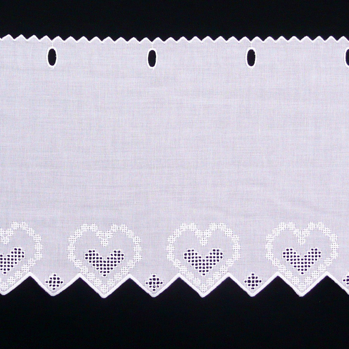 SCHÖNER LEBEN. Meterware Scheibengardine Batist mit Stickerei weiß 47cm hoch, Batist, bestickt