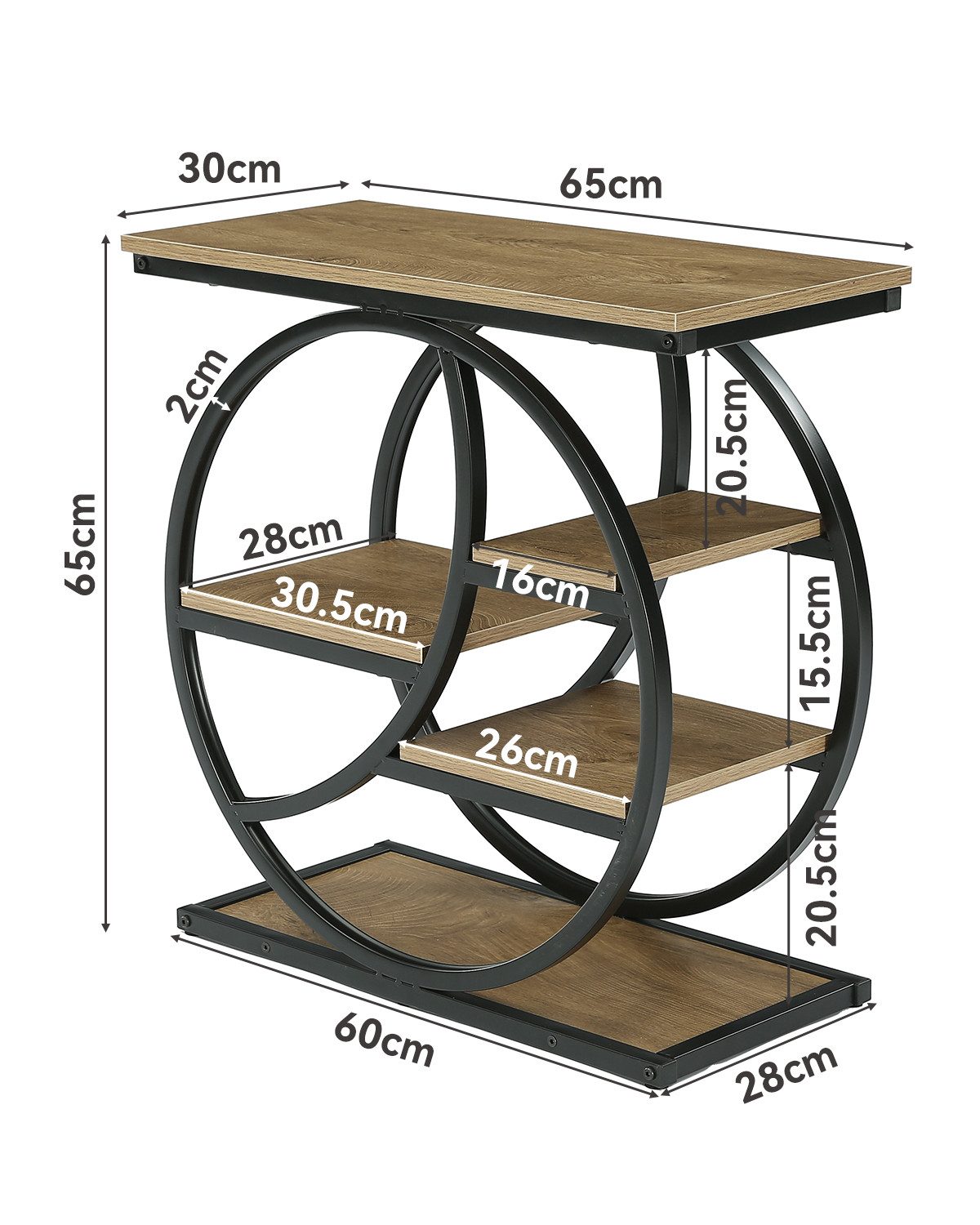 Tribesigns Beistelltisch schmaler Beistelltisch mit 4 Ablageflächen, moderner Nachttisch (65x30x65 cm), für Wohnzimmer, Homeoffice, Schlafzimmer – Bild 5 von 5