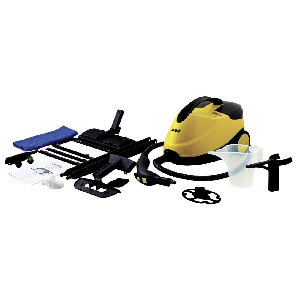 H.Koenig Dampfreiniger 4 bar Dampfreinigungsgerät NV6200, 2000 W, Gummierte Leichtlaufräder