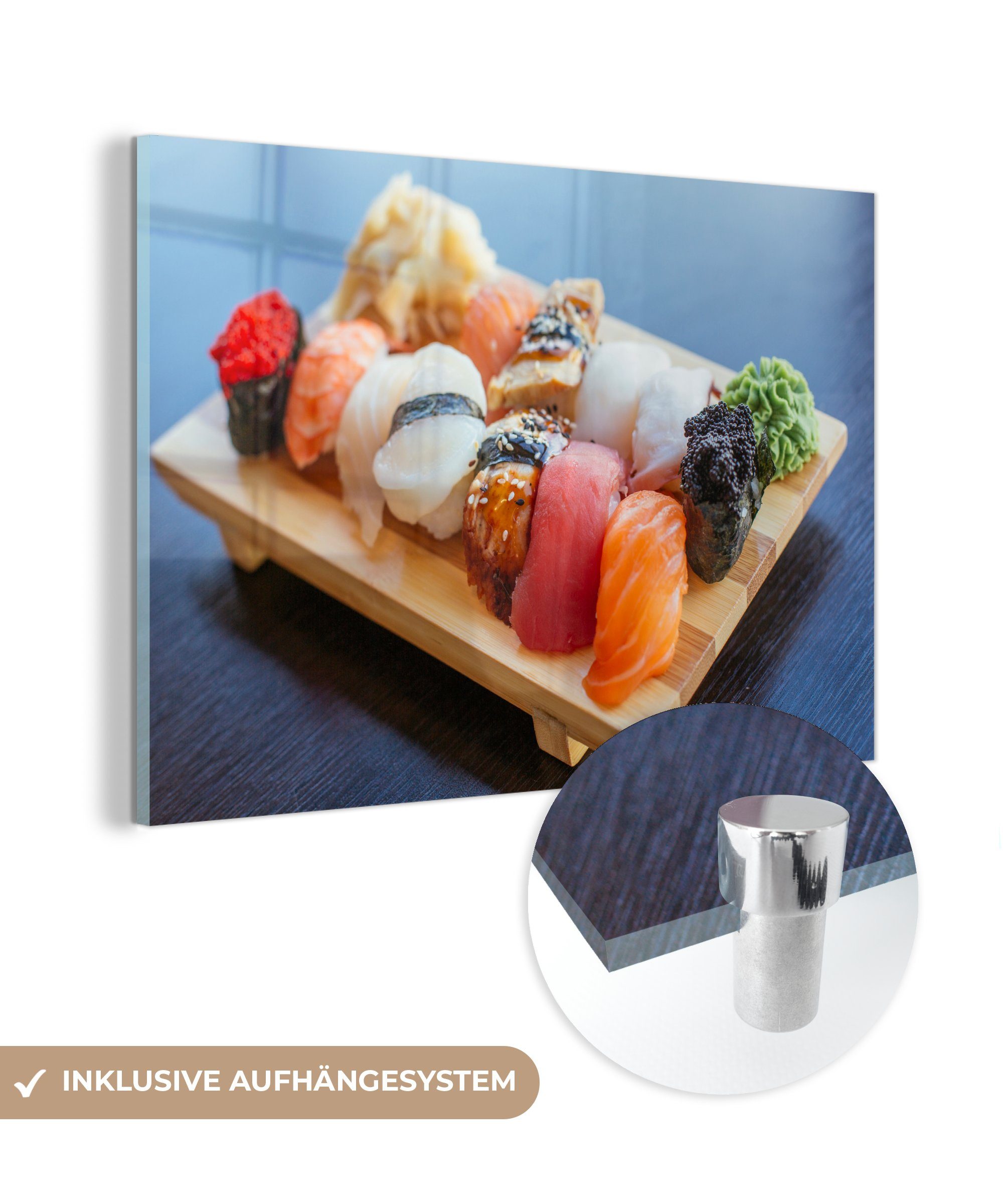 MuchoWow Acrylglasbild Sammlung von Sushi, (1 St), Acrylglasbilder Wohnzimmer & Schlafzimmer