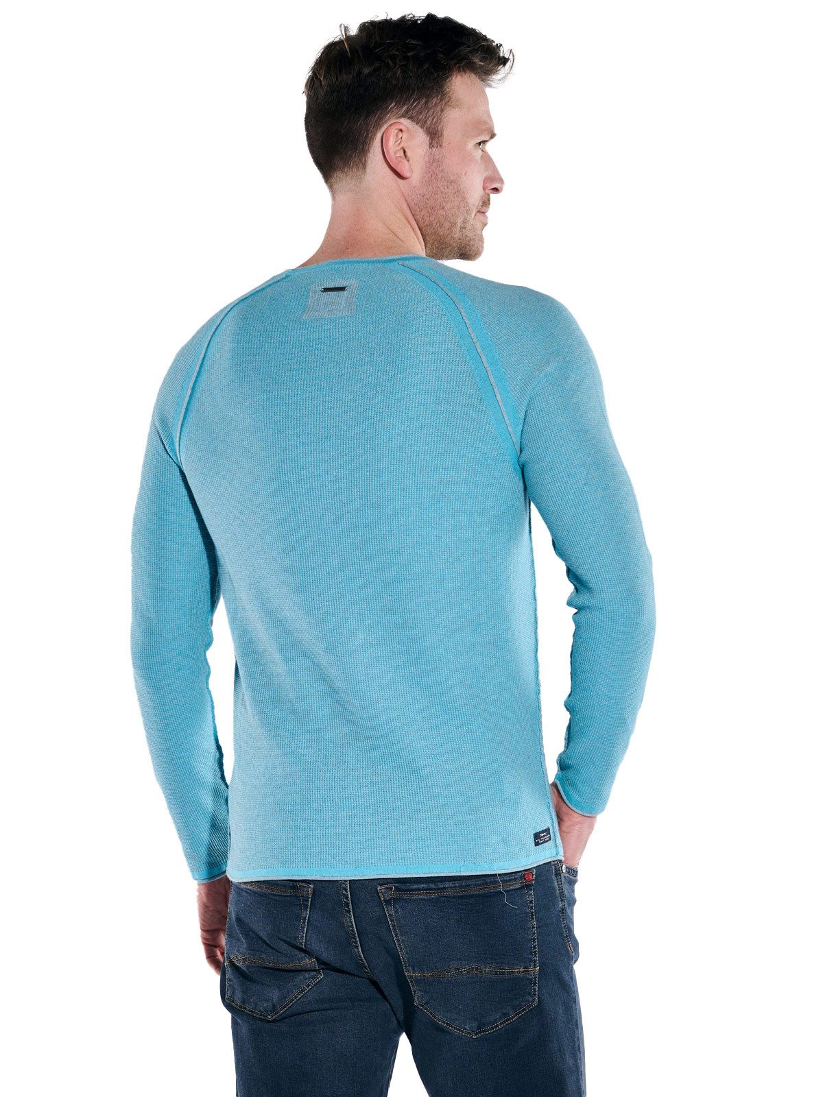 Engbers Rundhalspullover Herren Pullover uni, Mittelblau