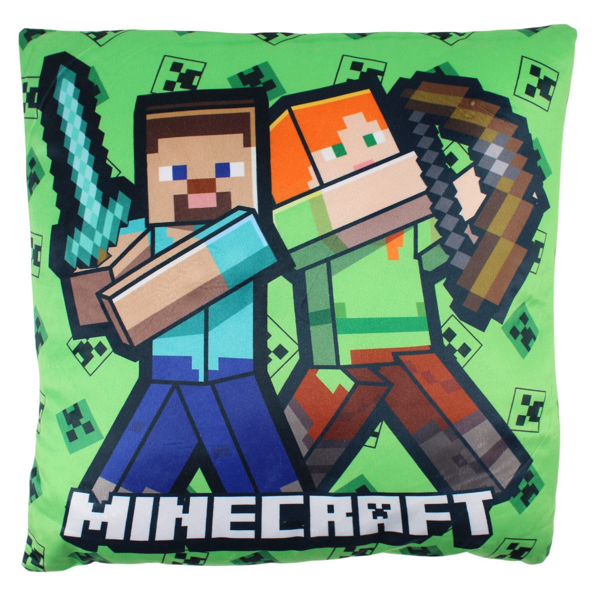 Minecraft Dekokissen Gamer Minecraft Steve und Alex Creeper Kissen Dekokissen 35x35 cm