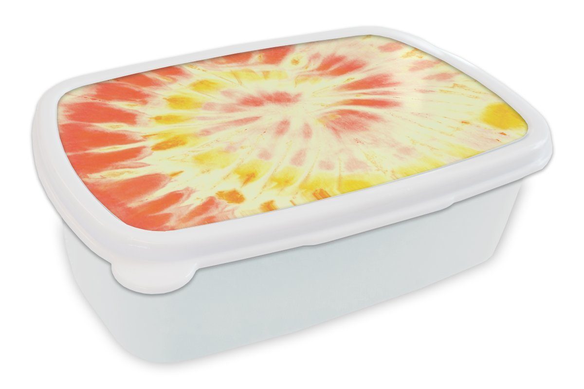 MuchoWow Lunchbox Sommer - Krawattenfärbung - Rot, Kunststoff, (2-tlg), Brotbox für Kinder und Erwachsene, Brotdose, für Jungs und Mädchen weiß