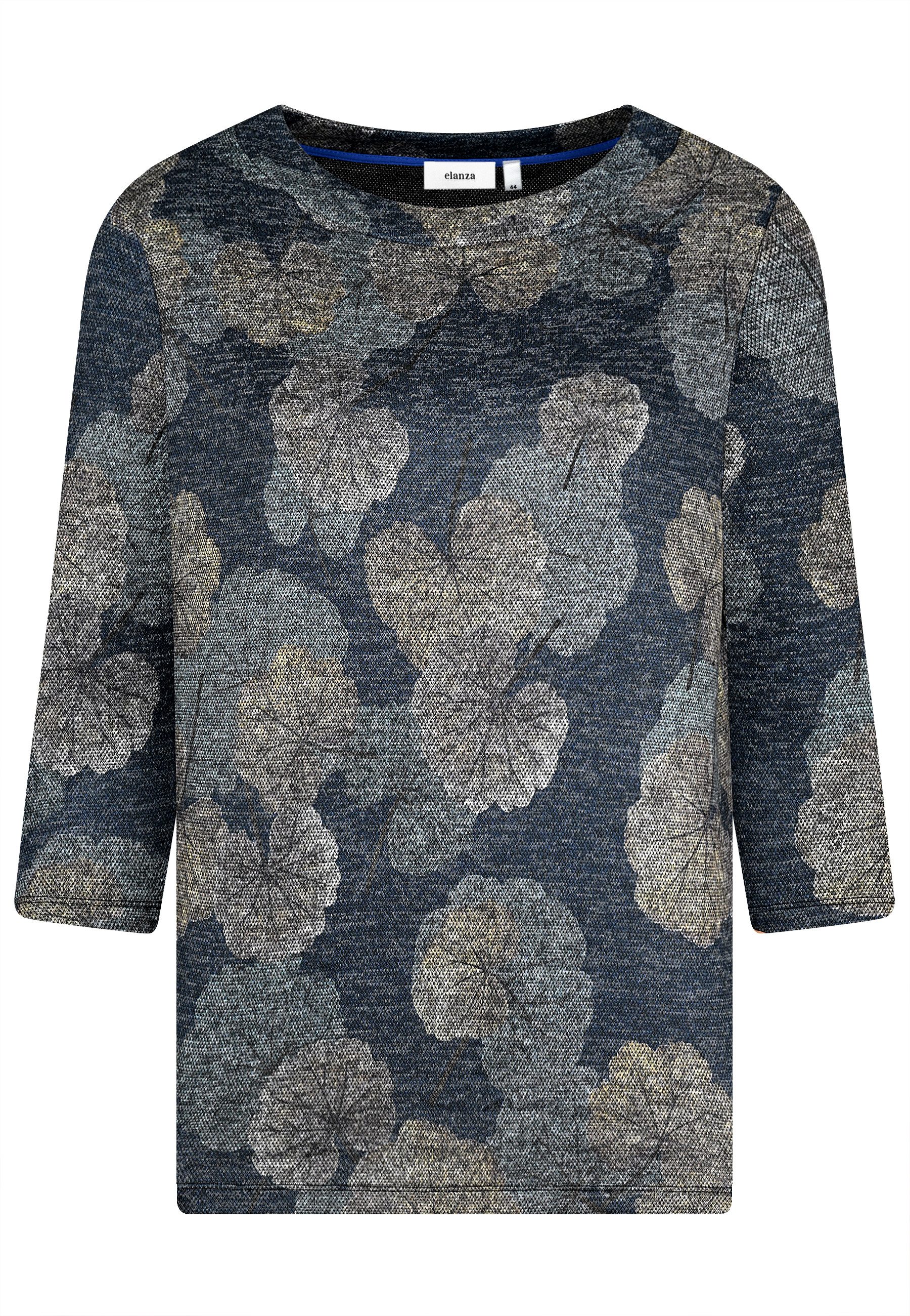 elanza T-Shirt Shirt mit Ginko-Print in Blau/Grau (1-tlg) günstig online kaufen