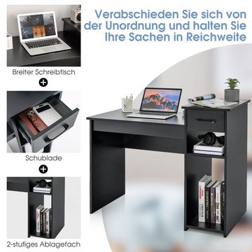 COSTWAY Schreibtisch, mit Schublade & offenen Regalen, 104x50x82cm