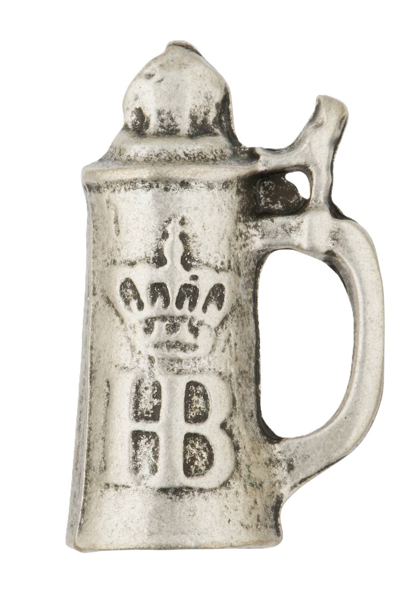 Hofbräuhaus München Anstecknadel HB Pin „Bierkrug“, echt versilbert, nickelfrei,  1,5  x 2,3 cm, Größe: ca. 1,5 x 2,3 cm, Material: Metall