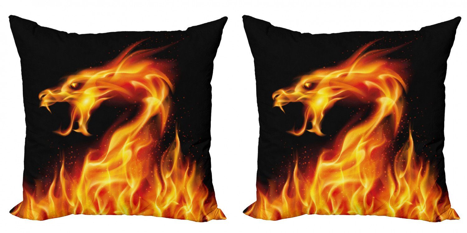 Fiery (2 Zusammenfassung Doppelseitiger Kissenbezüge Digitaldruck, Stück), Abakuhaus Drachen Creature Modern Accent