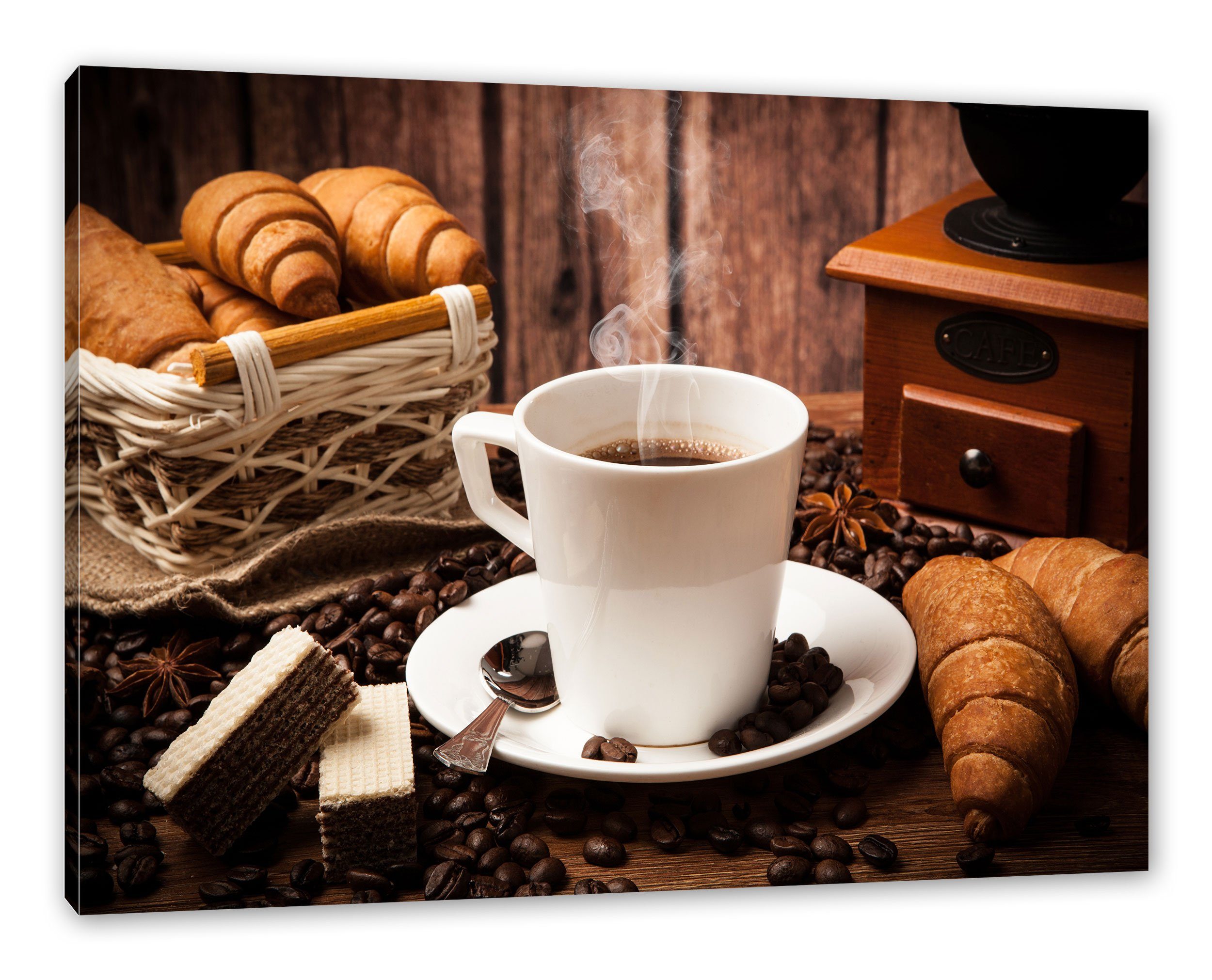 Pixxprint Leinwandbild heißer aufgebrühter Kaffee, heißer günstig online kaufen