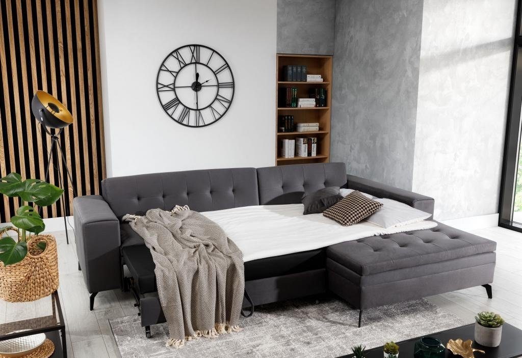 JVmoebel Ecksofa Wohnlandschaft Form Made grau Polster Couch Textil Europe in Design L Sofa, Ecksofa