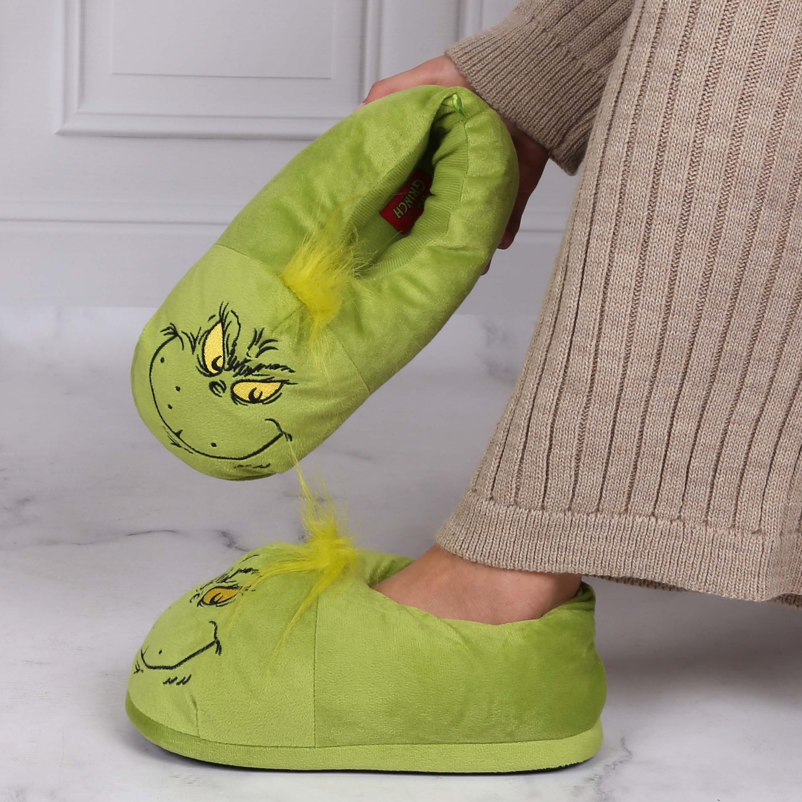 Sarcia.eu Grinch warme grüne Unisex-Pantoffeln – rutschfest, Hausschuhe Hausschuh