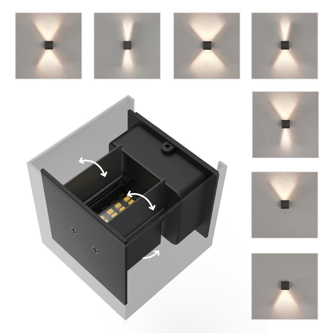 Hama LED Wandleuchte Warmweiß, von/durch: 44, Wandleuchte, innen/außen Amazon LED Wandlampe Dimmer, Lizenziert für Farbwechsel, WLAN IP schwarz Tageslichtweiß, Außenlampe Smart Home