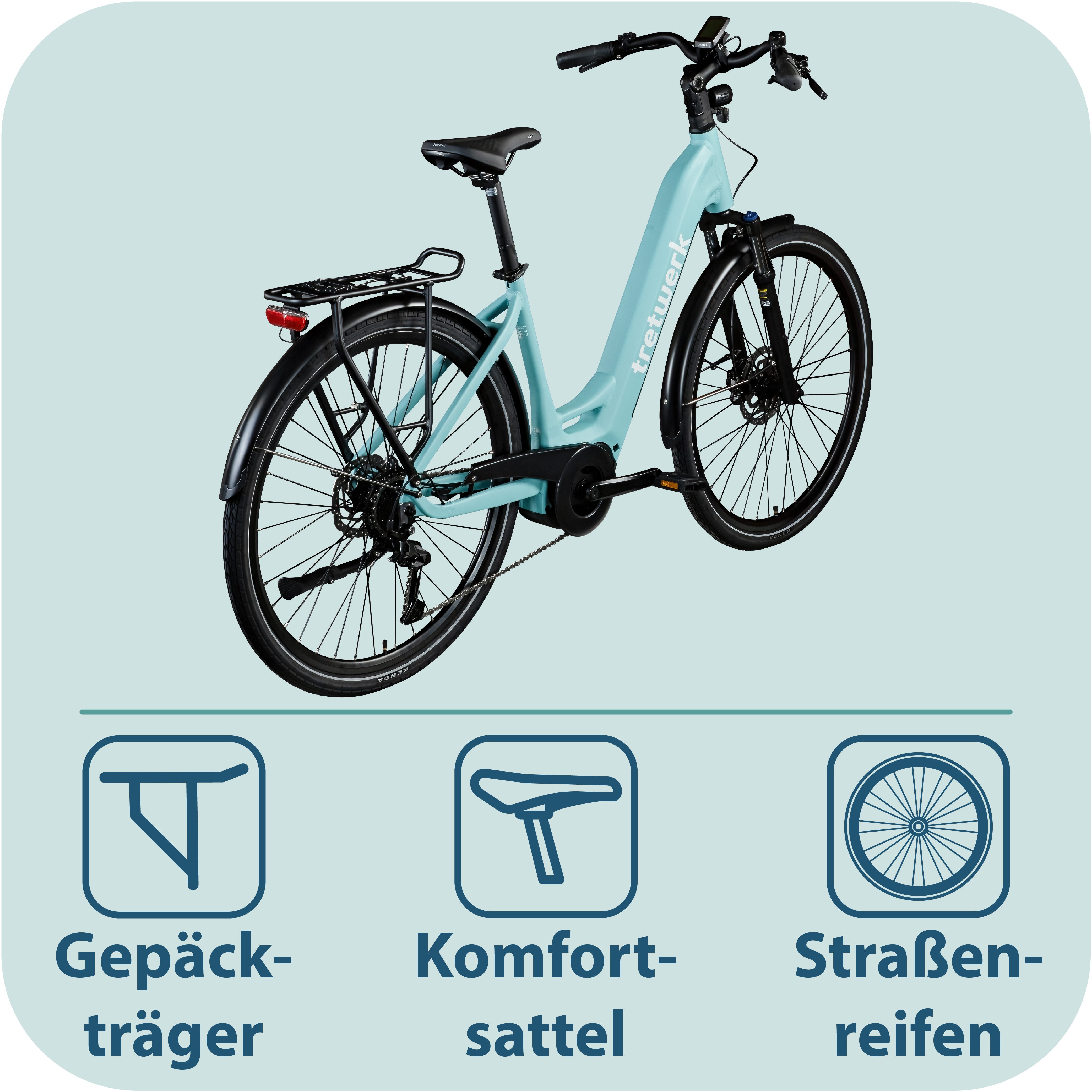 Tretwerk E-Bike Cityrad Amber, 9 Gang Shimano Cues U3020 Schaltwerk, Kettenschaltung, Mittelmotor, 733 Wh, E Bike Damen 28" Elektrofahrrad 155 - 185cm Hollandra – Bild 4 von 5