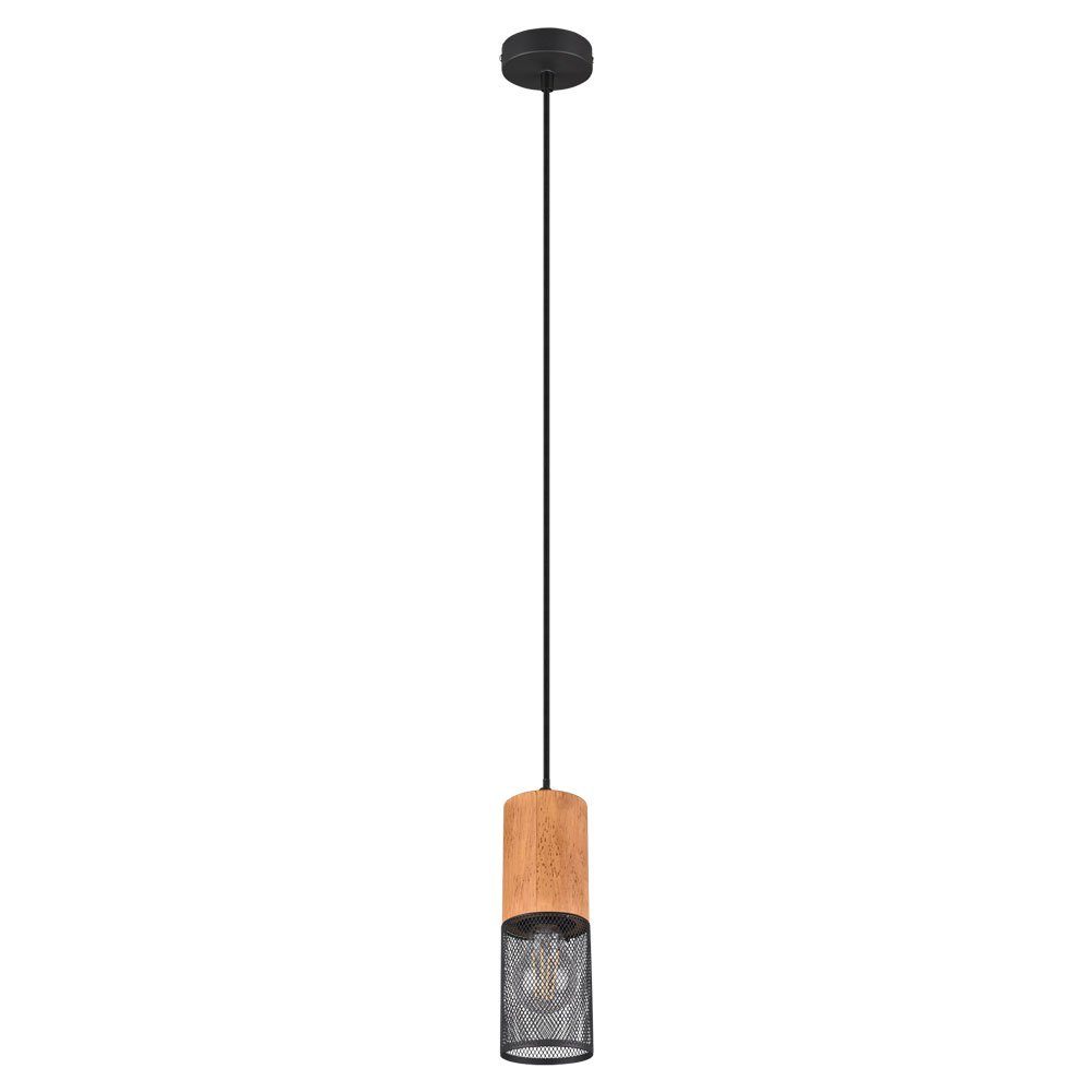 etc-shop Pendelleuchte, inklusive, Käfig Holz Lampe nicht Leuchte Decken Leuchtmittel schwarz-matt Pendel Hänge Design